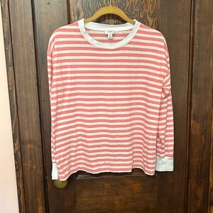 Coral Striped Long Sleeve Tee